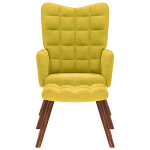 Poltrona Relax con Sgabello in Velluto Giallo 4016828