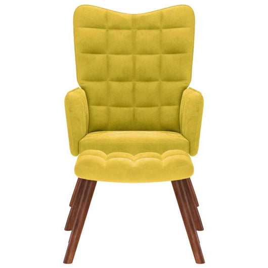 Poltrona Relax con Sgabello in Velluto Giallo 4016828