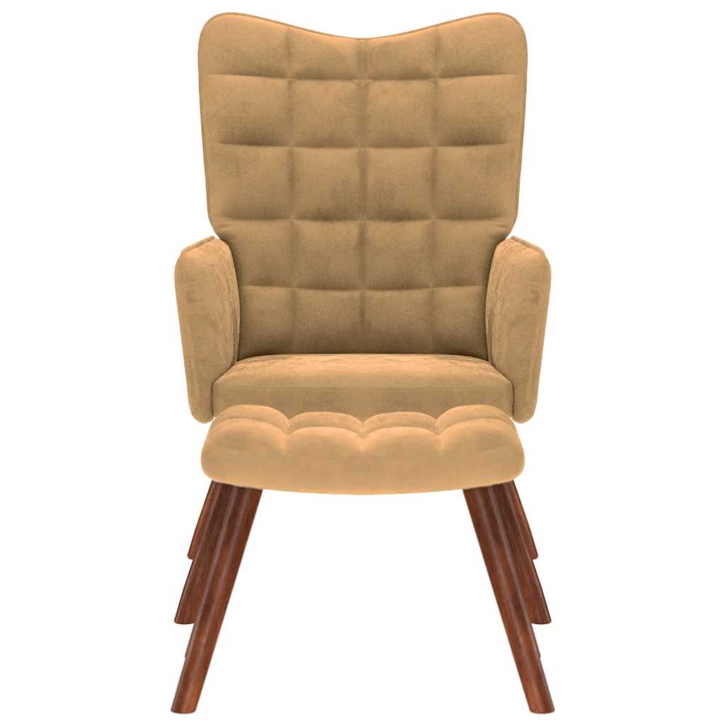 Poltrona Relax con Poggiapiedi Marrone in Velluto 4016829