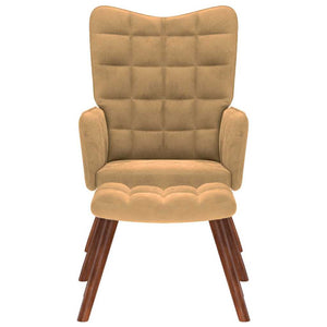 Poltrona Relax con Poggiapiedi Marrone in Velluto 4016829