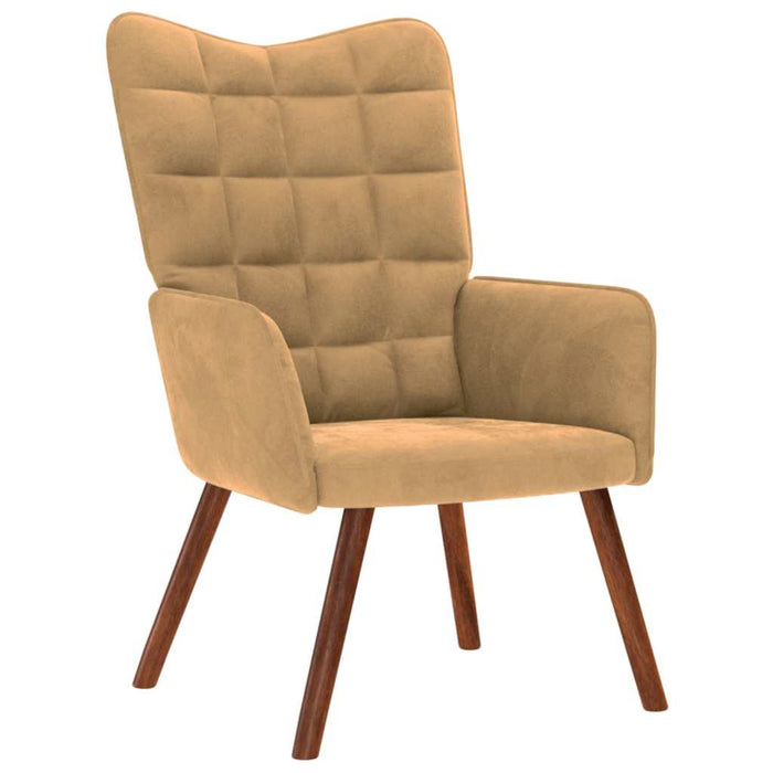 Poltrona Relax con Poggiapiedi Marrone in Velluto 4016829