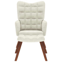 Poltrona Relax con Sgabello in Velluto Crema 4016830