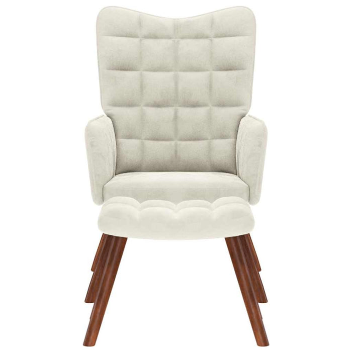 vidaXL Poltrona Relax con Poggiapiedi Crema in Velluto