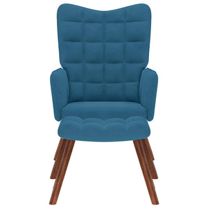 Poltrona Relax con Poggiapiedi Blu in Velluto 4016831