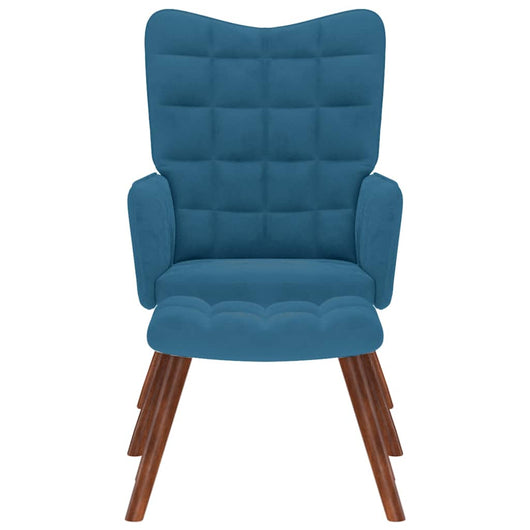 Poltrona Relax con Poggiapiedi Blu in Velluto 4016831