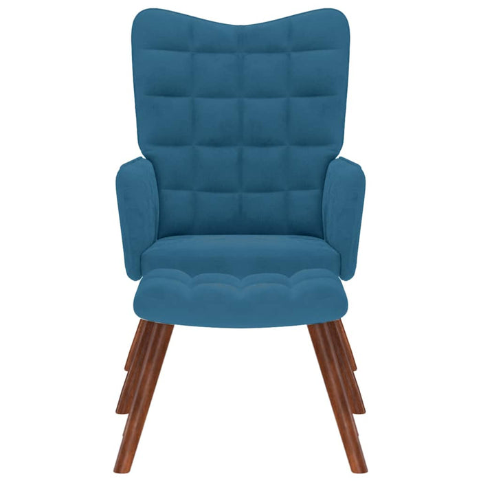 Poltrona Relax con Poggiapiedi Blu in Velluto 4016831