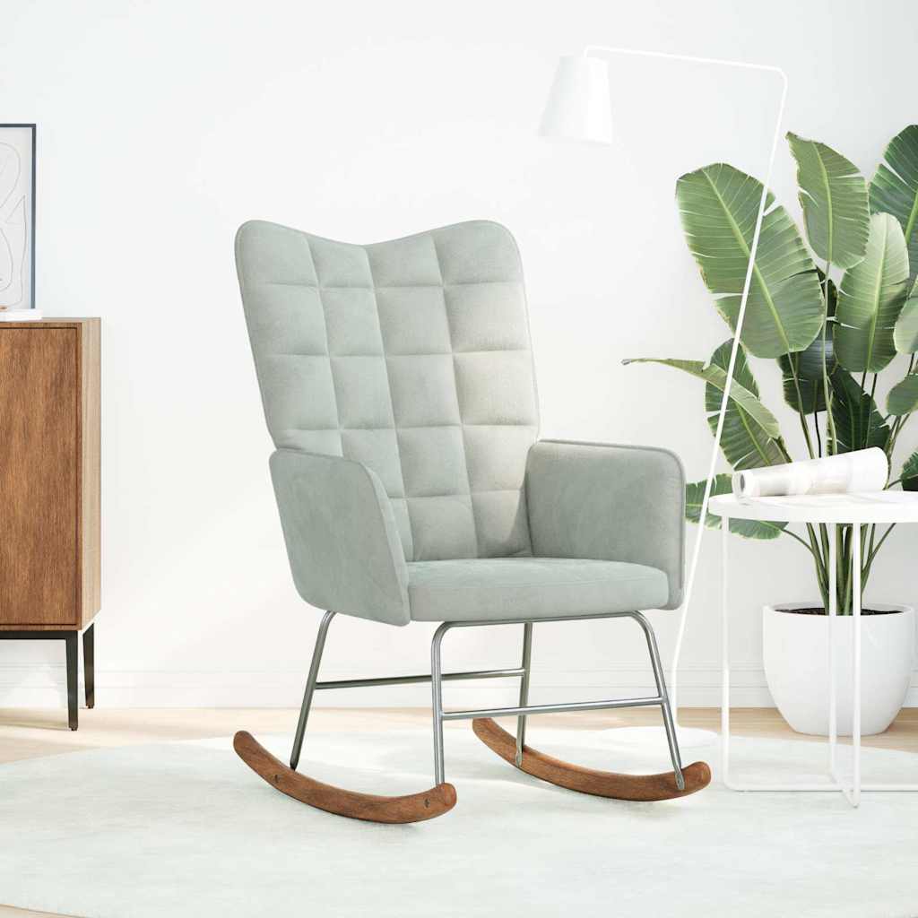 Sedia a Dondolo Grigio Chiaro in Velluto 4016832