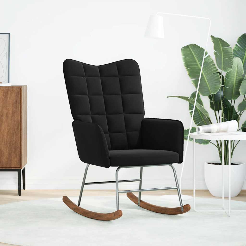 vidaXL Sedia a Dondolo Nera in Velluto