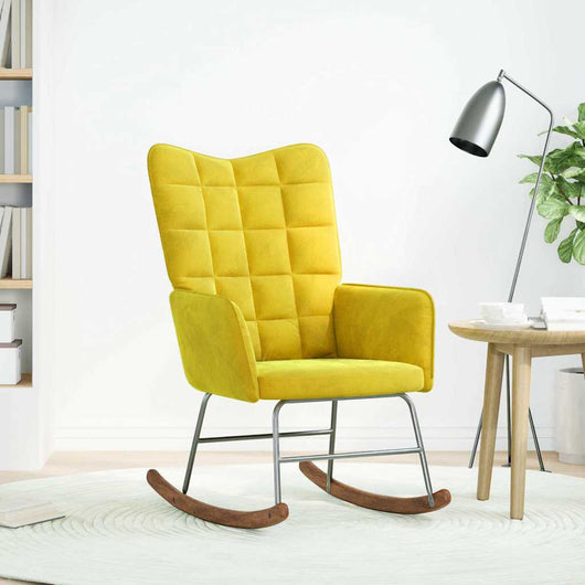 vidaXL Sedia a Dondolo Gialla in Velluto