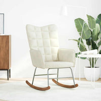 vidaXL Sedia a Dondolo Crema in Velluto