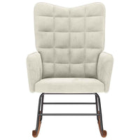 vidaXL Sedia a Dondolo Crema in Velluto