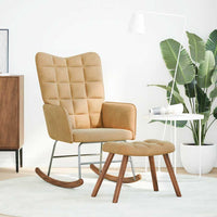 vidaXL Poltrona a Dondolo con Poggiapiedi Marrone in Velluto