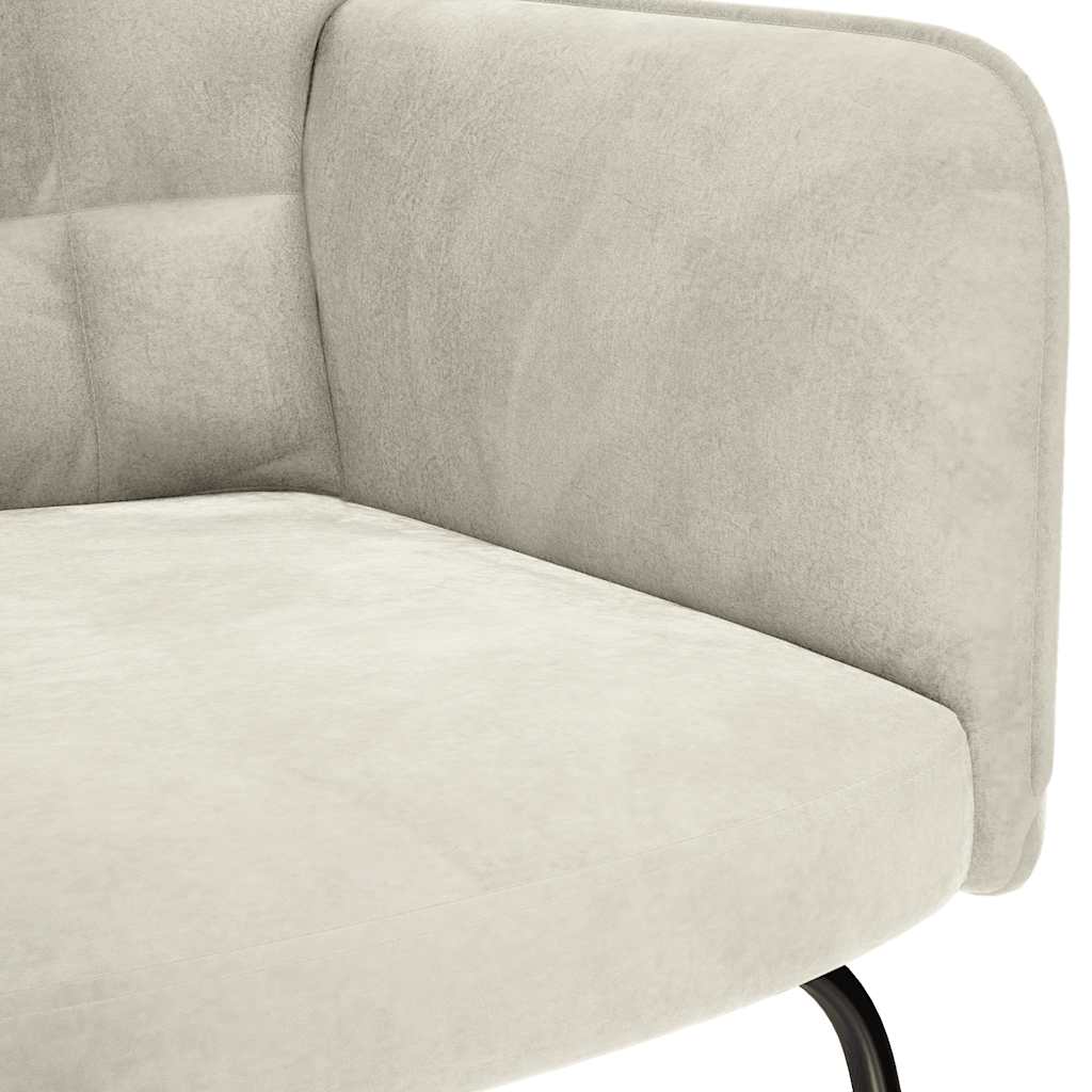 vidaXL Poltrona a Dondolo con Poggiapiedi Crema in Velluto