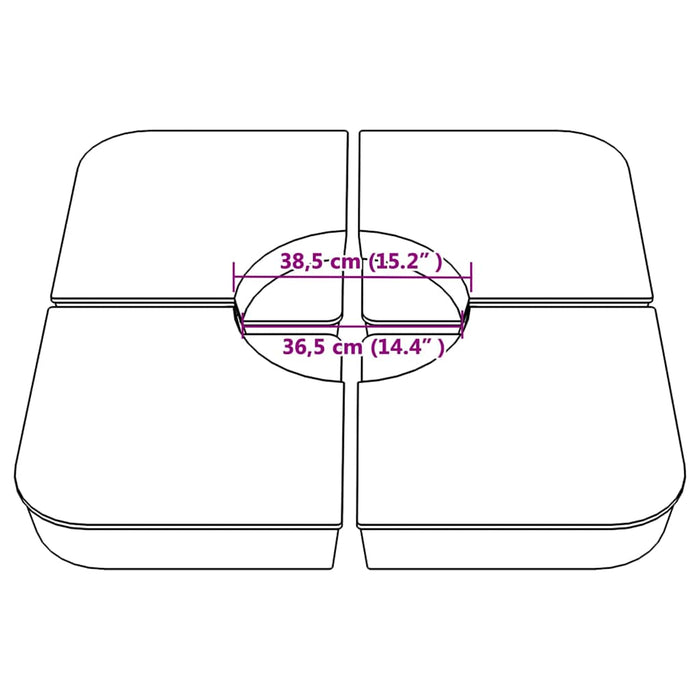 vidaXL Set Base per Ombrellone 4 pz con Supporto a Croce 100 kg PP