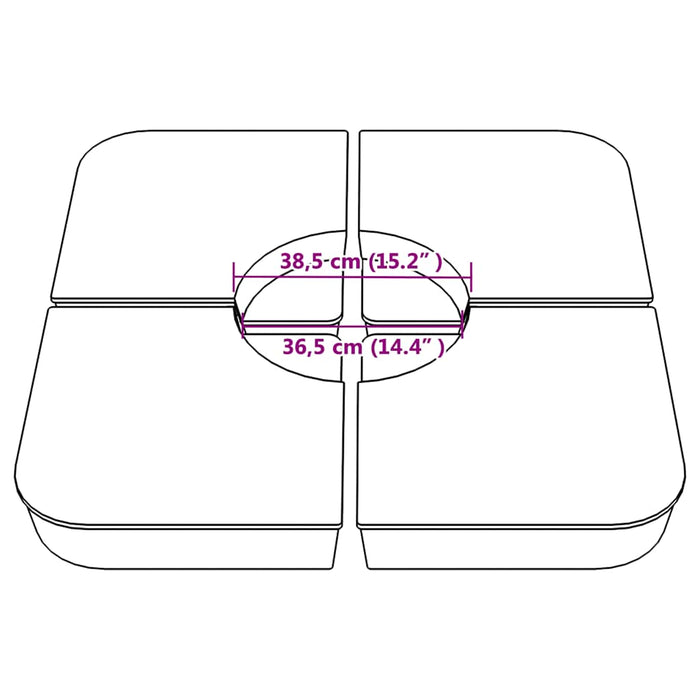 vidaXL Set Base per Ombrellone 4 pz con Supporto a Croce 100 kg PP