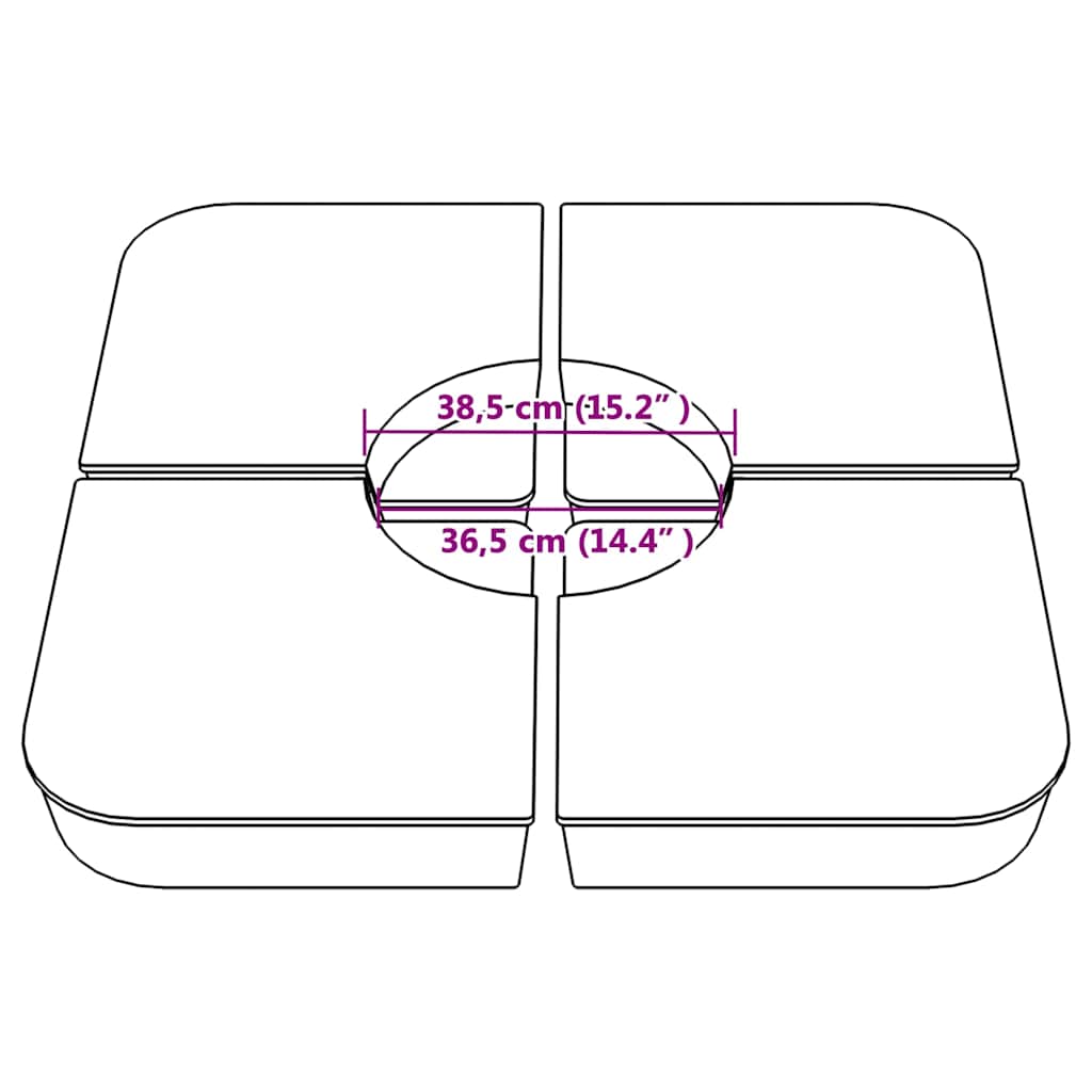Set Base per Ombrellone 4 pz con Supporto a Croce 100 kg PP 847446