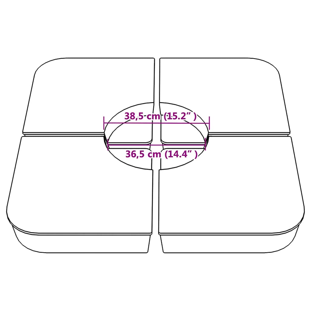 Set Base per Ombrellone 4 pz con Supporto a Croce 100 kg PP 847447