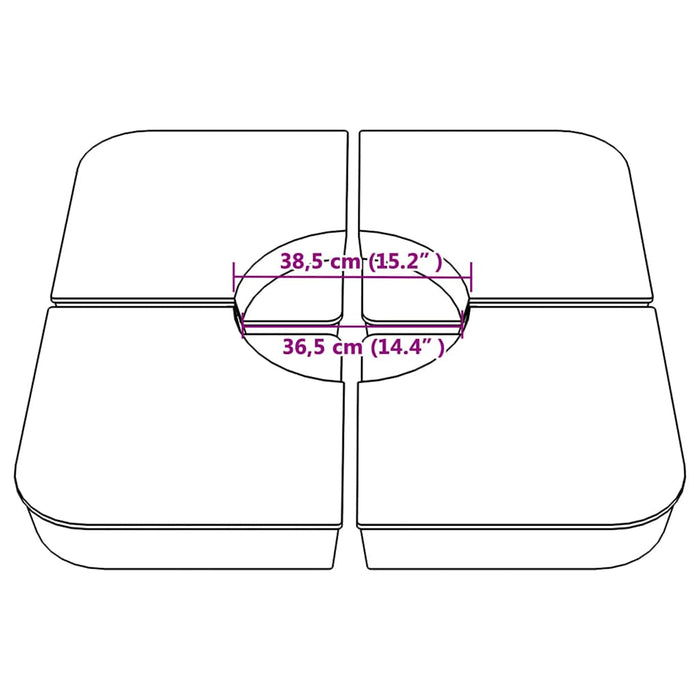vidaXL Set Base per Ombrellone 4 pz con Supporto a Croce 100 kg PP
