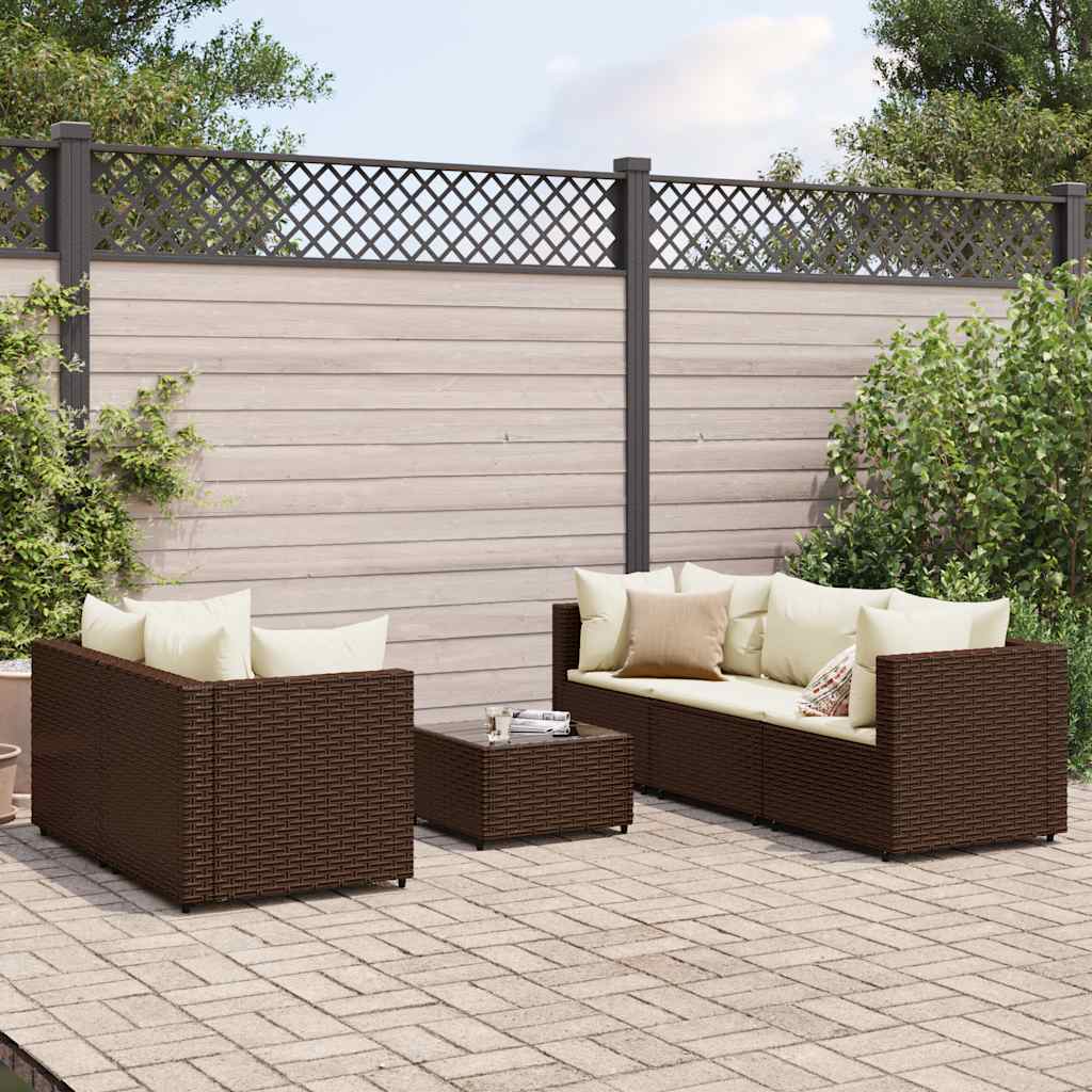 vidaXL Set Mobili da Giardino 6pz con Cuscini in Polyrattan Marrone
