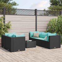 vidaXL Set Mobili da Giardino 6 pz con Cuscini in Polyrattan Nero