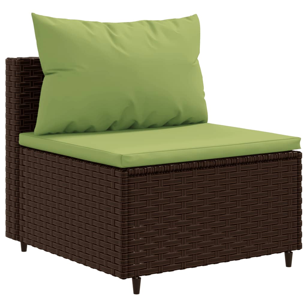 Set Divani da Giardino 7 pz con Cuscini in Polyrattan Marrone