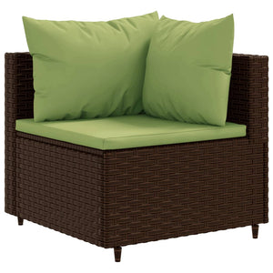 Set Divani da Giardino 7 pz con Cuscini in Polyrattan Marrone