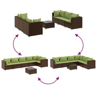 Set Divani da Giardino 7 pz con Cuscini in Polyrattan Marrone