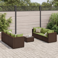 Set Divani da Giardino 7 pz con Cuscini in Polyrattan Marrone