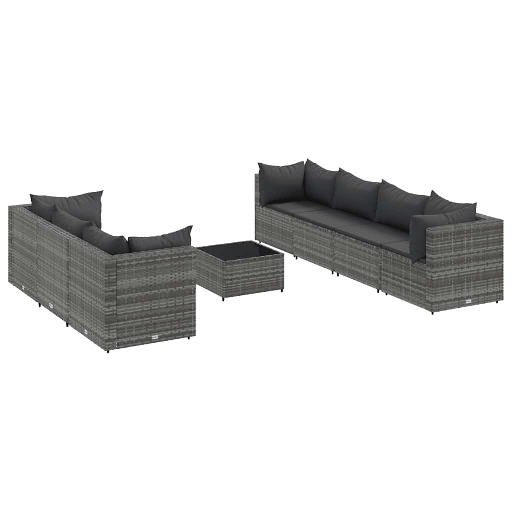 vidaXL Set Divani da Giardino 8 pz con Cuscini in Polyrattan Grigio