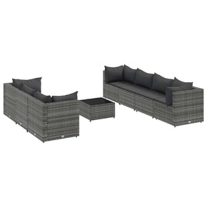 vidaXL Set Divani da Giardino 8 pz con Cuscini in Polyrattan Grigio