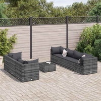 vidaXL Set Divani da Giardino 8 pz con Cuscini in Polyrattan Grigio