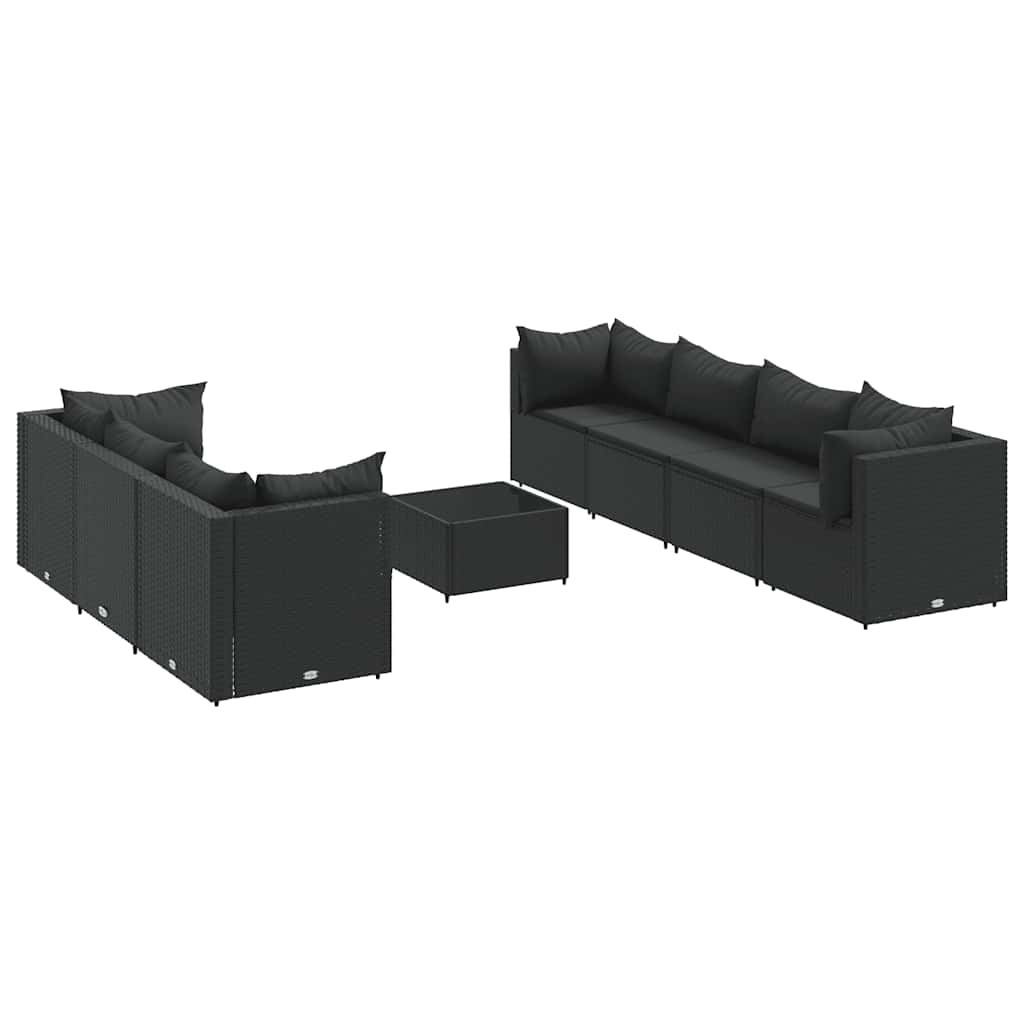 vidaXL Set Mobili da Giardino con Cuscini 8 pz Nero in Polyrattan