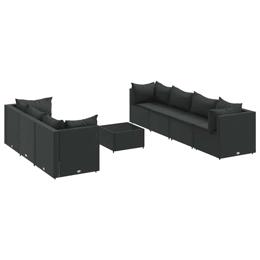vidaXL Set Mobili da Giardino con Cuscini 8 pz Nero in Polyrattan