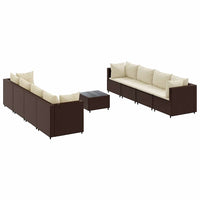 Set Divani da Giardino 9 pz con Cuscini in Polyrattan Marrone 3308041
