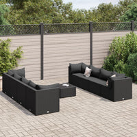 vidaXL Set Salotto da Giardino con Cuscini 9pz Nero in Polyrattan