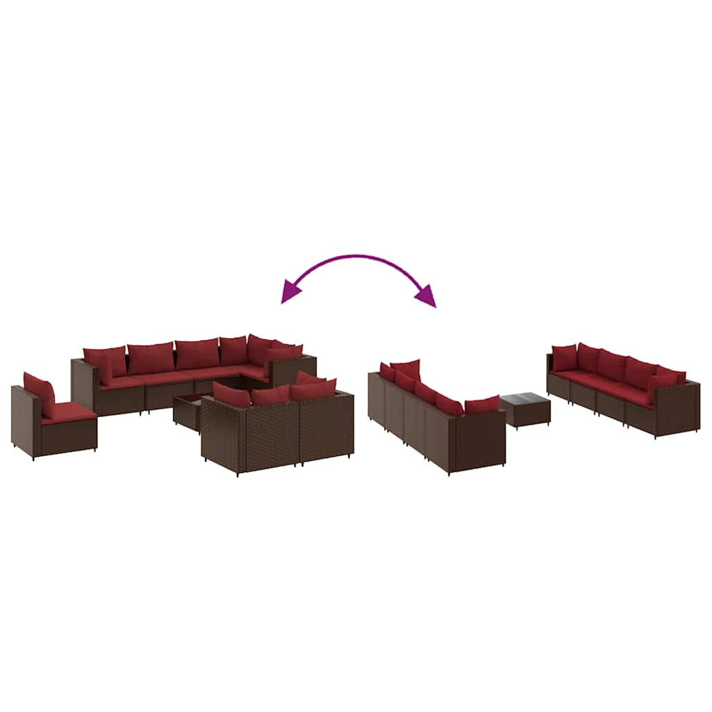 Set Divani da Giardino 9 pz con Cuscini in Polyrattan Marrone 3308045
