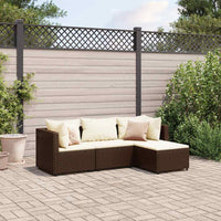 vidaXL Set Mobili da Giardino 4 pz con Cuscini in Polyrattan Marrone