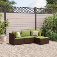 vidaXL Set Mobili da Giardino 4 pz con Cuscini in Polyrattan Marrone
