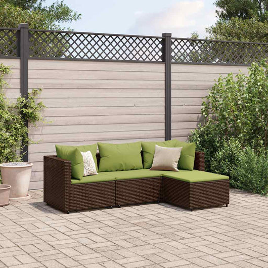 vidaXL Set Mobili da Giardino 4 pz con Cuscini in Polyrattan Marrone