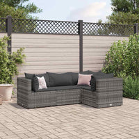 vidaXL Set Divani da Giardino 4 pz con Cuscini in Polyrattan Grigio