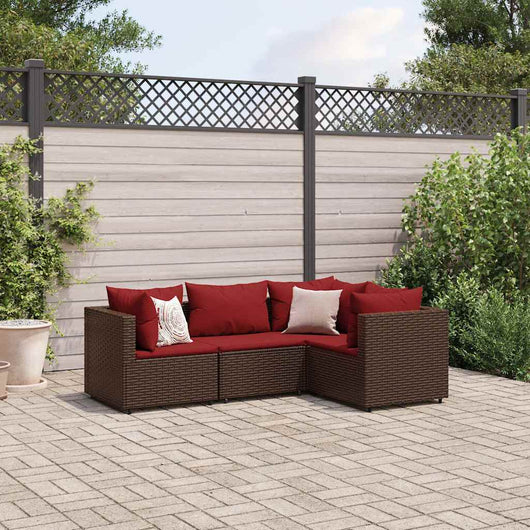 vidaXL Set Mobili da Giardino 4 pz con Cuscini in Polyrattan Marrone