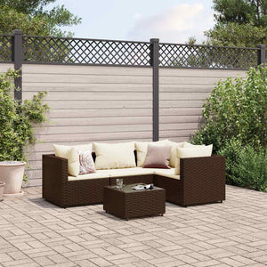 vidaXL Set Divani da Giardino 5 pz con Cuscini Marrone in Polyrattan