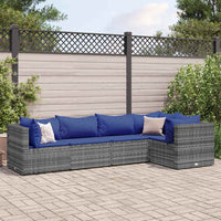 vidaXL Set Divani da Giardino 5 pz con Cuscini in Polyrattan Grigio