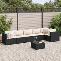 vidaXL Set Salotto da Giardino con Cuscini 7pz Nero Polyrattan