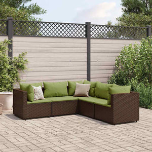 vidaXL Set Divani da Giardino 5 pz con Cuscini Marrone in Polyrattan