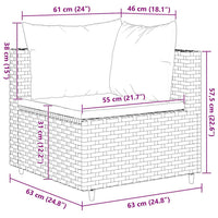 vidaXL Set Divani da Giardino 5 pz con Cuscini in Polyrattan Grigio