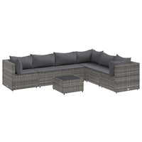 vidaXL Set Divani da Giardino 7 pz con Cuscini in Polyrattan Grigio