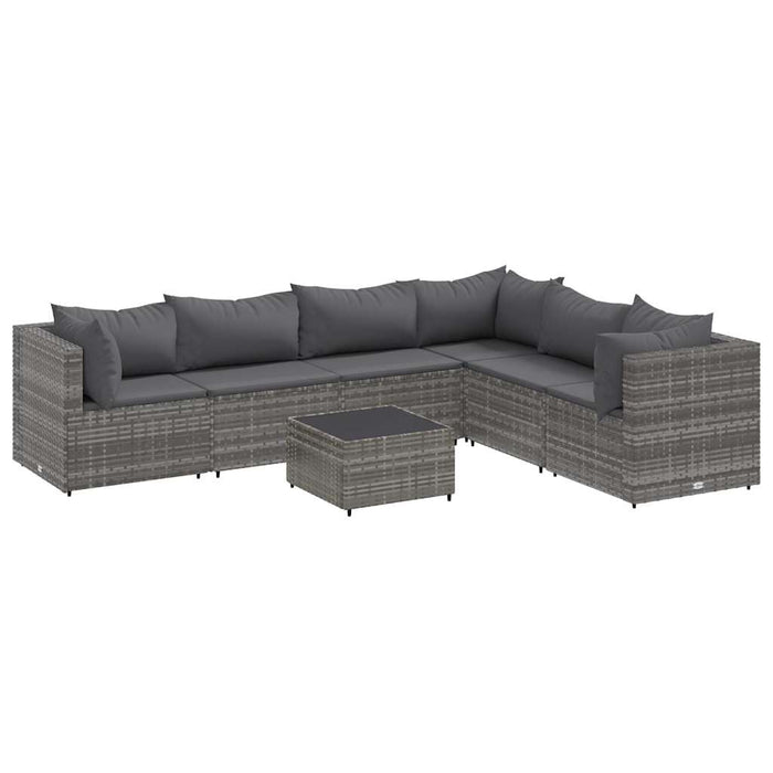 vidaXL Set Divani da Giardino 7 pz con Cuscini in Polyrattan Grigio