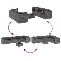 vidaXL Set Divani da Giardino 7 pz con Cuscini in Polyrattan Grigio