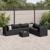 vidaXL Set Salotto da Giardino con Cuscini 7pz Nero Polyrattan